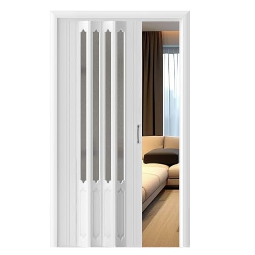Puerta plegable de acordeón, puerta corredera retráctil de PVC para uso en interiores, impermeable e insonorizada, diseño de acordeón para grandes aberturas