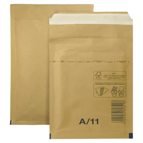Netuno 10x sobres acolchados con burbujas de aire marrones DIN 11/A 120x175mm sobres de burbuja de aire autosellados reciclables resistentes al desgarro bolsa embalaje envíos postales tránsito ropas