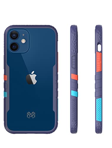 Image of MOOSH Commuter Series for iPhone 12 Mini Case Clear Back 10FT Drop Tested Scratch-Resistant Raised Edges Replaceable Colour Blocks Shock Absorption Apple iPhone 12 Mini Case 5.4 inch (Blue)
