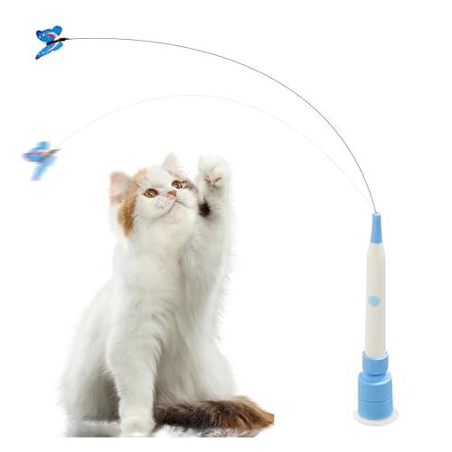 猫用釣り竿 - 電動モーションおもちゃ、魔法の杖付き猫おもちゃ、格納式ロッド付き猫おもちゃ | 猫用釣り竿猫、子猫、ペット用の吸盤付き子猫おもちゃ