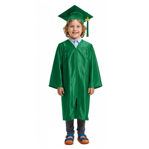 Image of Shiny Preschool Kindergarten Graduation Cap Gown Set for Kids With 2026 2025 Tassel Charm