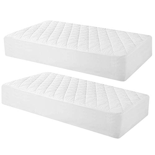 2 Pack Quilted Fitted Waterproof Crib Mattress Protector, Soft Breathable Organic Bamboo Ba