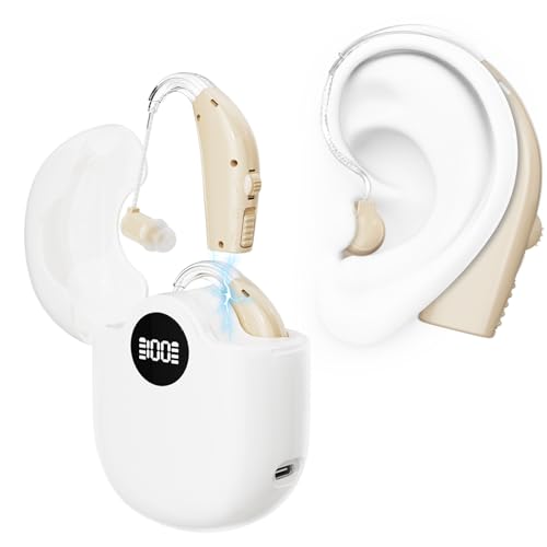 Hearing Aids for Seniors - Rechargeable Sound Amplifiers for Hearing Loss with Noise Cancelling, Volume Control, HD Digital Display, Simple to Operate and Hear Clear Sound, Comfortable Fit