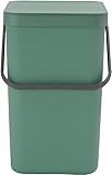 Brabantia Sort & Go Kitchen Recycling / Garbage Trash Can (6.6 Gal / Fir Green) Stackable Refuse Organiser with Handle & Removable Lid, Easy Clean, PerfectFit Bags included