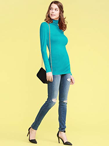 Image of Lock and Love Women's Turtleneck Top Lightweight Long Sleeve Slim Fit Pullover, Soft Rayon Stretch Layering Basic, S-3XL