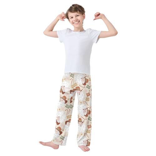 Boys' Pants Christmas Santa Claus Cowboy Hat Long Bottoms Jogger Pants Elastic Waist Trousers with Pockets S-XL2