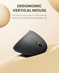 Souris ergonomique rechargeable sans fil POJTK, connexion Bluetooth + USB A + Type C (3 en 1), 5 niveaux jusqu'à 4800 DPI, 6 boutons silencieux, souris verticale carpal tunnel 2.4GHz, pour portable, bureau (Noir)