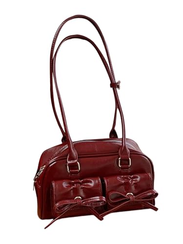 Verdusa Women's Bowknot Shoulder Bag PU Leather Top Handle Underarm Handbags