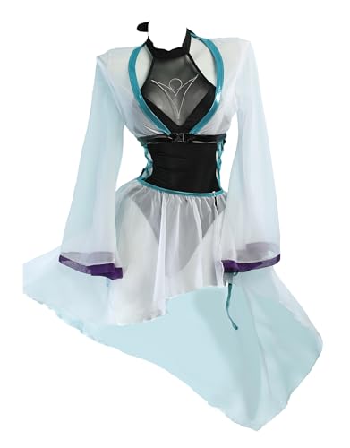 haikyuu Women Sage Cosplay One Piece Swimsuit with Chiffon Wrap Skirt Anime Swimwear Halter Bathing Suit