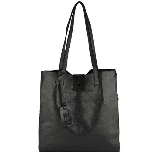 Sac cabas en cuir italien modamoda de T247 femme avec pochette
