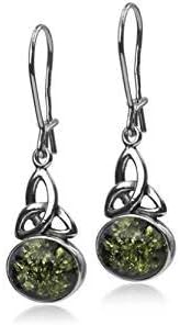 Ian and Valeri Co. Green Amber Sterling Silver Celtic Oval Pendant Earrings Necklace 18 inches - Image 4