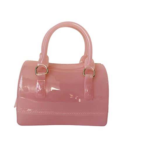 Image of Ladies Summer Jelly Pillow-shaped Top Handle Handbag Candy Color Transparent Crystal Purse