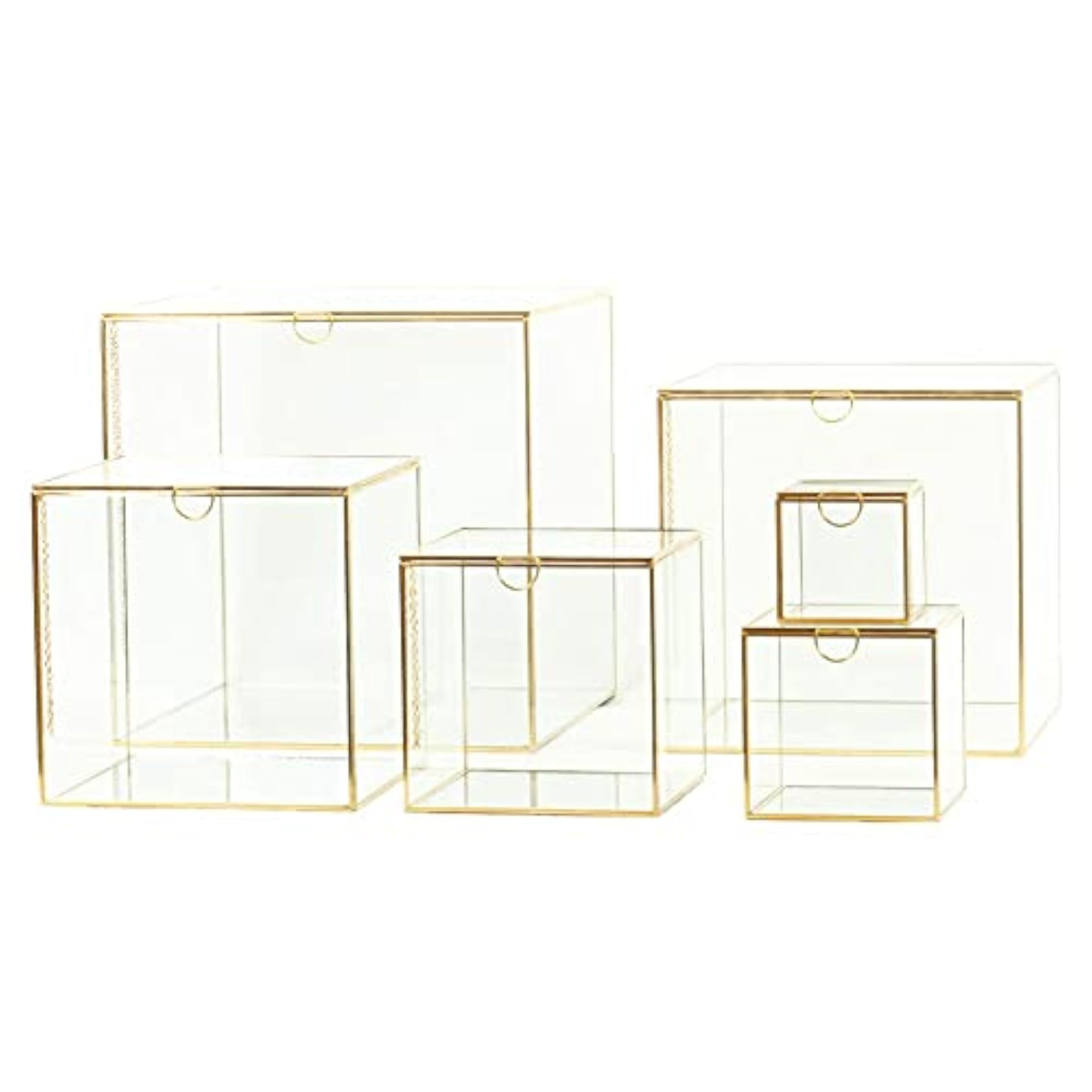 Glass Brass Storage Box Decoration, Golden Decorative Box