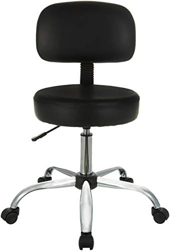 Amazon Basics Multi-Purpose Drafting Spa Bar Stool with Back Support, Upholstered, and Wheels, Black, 22.72"D x 22.72"W x 37.8"H - image 2