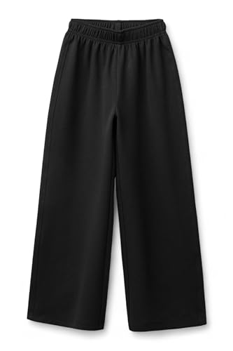 Image of Alan Jones Clothing Girls Wide Leg Palazzo Trousers | Cotton Blend Interlock Fabric | Side Pockets | Adjustable Inner Drawstring | Casual & Everyday Wear Pants