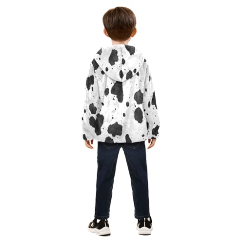 Seamless Animal Pattern Cow Toddler Fleece Jacket Girl Boys Hooded Fleece Jacket Coat Warm Outwear Zip-up 3-10T4