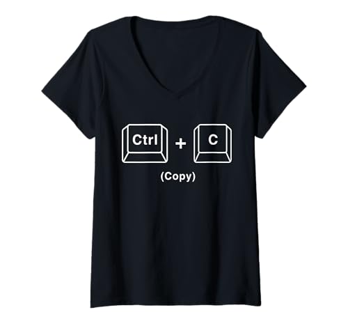 Femme Ctrl+v et Ctrl+c pour les parents et les enfants T-Shirt avec Col en V