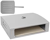 Open Faced Pizza Oven Kit for Grill, Portable Grill Top Pizza Oven with Pizza Stone, Pizza Peel and Temperature Gauge for Charcoal, Gas Grill, Stainless Steel