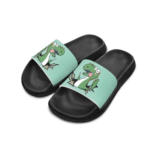 Boys Slide Sandals Dinosaur Theme Kids Shower Shoes Non Slip Summer Slippers