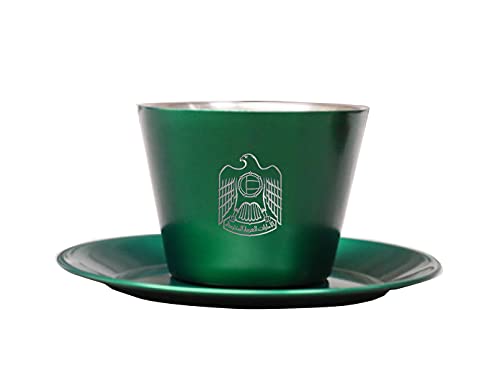 ROVATTI Stainless Steel UAE Logo Printed Green Espresso Coffee Cup, 200 ml (Pack of 3)