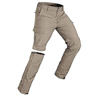 Wespornow Pantaloni da Trekking con Zip da Uomo Pantaloni da Trekking Staccabili, Pantaloni da Esterno Traspiranti Funzionali Estivi ad Asciugatura Rapida con 5 Tasche (Khaki Caramello, L)