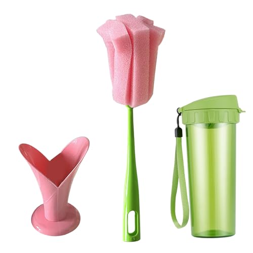 Pincel de botella: limpiador de esponjas extraíble, cepillo de mango largo, herramienta de limpieza de cocina | Limpiador de taza flexible con extensión de agarre, prácticos accesorios para el hogar p