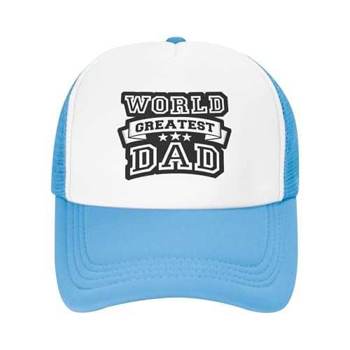 Happy Trucker Hat World Greatest Dad Kids Hats Adjustable Mesh Baseball Cap - Sky Blue