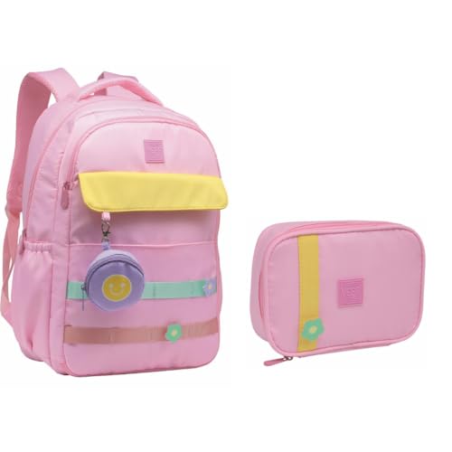 Kit Escolar Feminino Juvenil - Mochila e Estojo Com Estojo E Chaveiro Abertura 180° (Genérico)