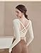 Women's Backless Hollowed Out Chest Cushion Quick Drying Breathable Long Sleeved Yoga Top (Ivory White, S)