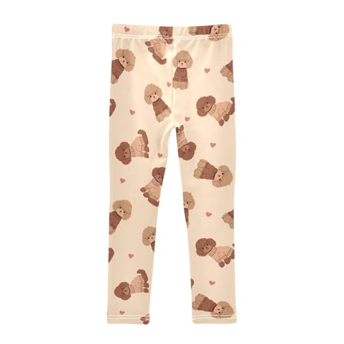 Girls Basic Leggings Baby Girls Pants Poodle Dog Soft Footless Stretchy Tights Pants 4-10Y2