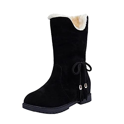 Damen Schuhe 2025 Winterschuhe Mädchen Winter Damen Stiefel Botas De Invierno Mujer Schneestiefel Warme Winterstiefel Fall Boots Women Damenschuhe Größe 43 38 Schwarz,38