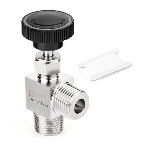 TAISHER 1PCS 304 Stainless Steel 90 Degree Needle Valve 3/4" NPT Male For Flow Control Water Gas Oil