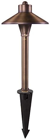 VOLT Flat Hat 12V Brass Mini Path Mild (7″ Shade, 13″ Tall) with LED Bulb