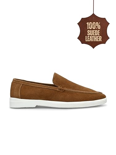 Image of Men Classic Suede Leather Loafers - Cushioned Comfort, Durable Sole & Everyday Luxury