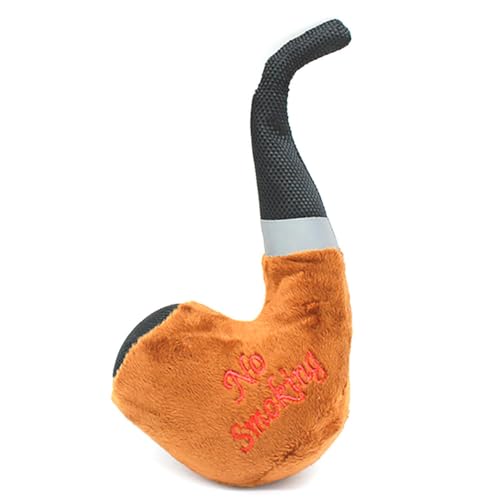 Kapmore Divertente masticatori interazione e dentizione Pet farcito pipa tabacco giocattolo a prova di morso Decorativo: peluche cane cigolante pulizia dei denti interattivo