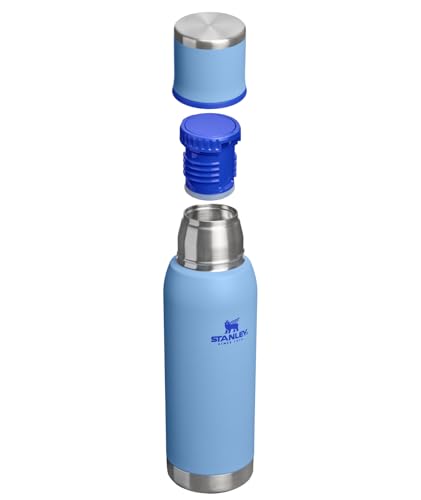Image of Stanley Adventure-To-Go Vacuum Bottle 25 oz | Wide Mouth with Leakproof Cup Lid | Keep Drinks Hot or Cold | Packable for Travel | Insulated Stainless Steel Thermal Bottle | BPA-Free | Blue Sky