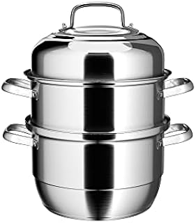 VENTION Capsule Bottom Steamer for Cooking, 3 Tier Stainless Steel Steamer Pot, 11 Inch Steam Pot for Cooking, Induction Steamer Pot for Steaming Crab Legs, Shrimp and Lobster