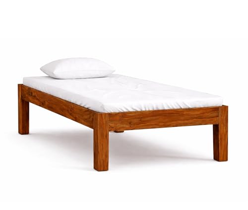 Image of Wudniture Solid Sheesham Wood Single Bed I Sheesham Wood Single Size Bed - Dark Brown