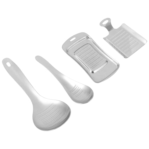 ASAKKURA Rallador de Jengibre y Prensa de Ajo Manual de Acero Inoxidable Diseño en Forma de Cuchara para Triturar Alimentos y Preparar Comida para Bebés, Pack de 4 Piezas