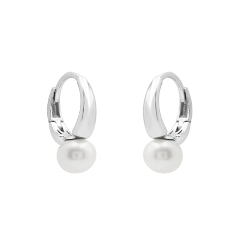 Boucles d'oreilles créoles en argent 925 avec perles pour femme