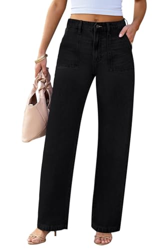 Image of Wide Leg Jeans for Women High Waist Stretch Cargo Denim Pants