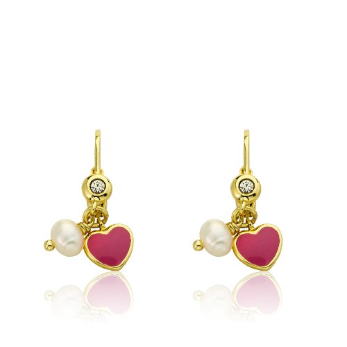 Kids Earrings - 14K Gold Plated Leverback Earring With Fresh Water Pearl - Hypoallergenic and Nickel Free For Sensitive Ears