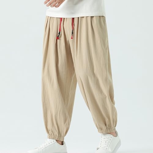 Mens Jogger Pants Cotton Relaxed Fit Trousers Big Tall Boys Casual Sweatpants Workout Slacks Elastic Cinch Bottoms3