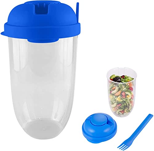 Dzhzuj Recipiente portátil para ensaladas frescas y saludables, con tenedor y soporte para aderezos para ensaladas, sin fugas, sin BPA, multiusos para picnic Bento