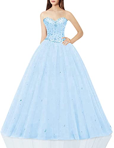 Image of Likedpage Women's Sweetheart Ball Gown Tulle Quinceanera Dresses Prom Dress