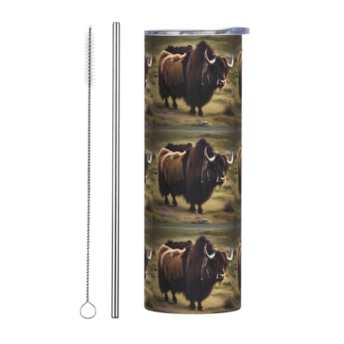 WXZYFP Mighty Highland Yak - Vaso recto de paja de 20 onzas (con pajita) tiene ciertos efectos de conservación del calor y conservación del frío.