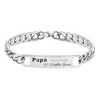 LUODAN Bracciale Papà Ti Voglio Bene Regalo Per Papà Regalo per la Festa del Papà Bracciale Regalo di Compleanno per Uomo il mio Miglior Papa regalo (argento)