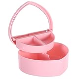Cabilock Heart Shaped Jewelry Box 3PCS Heart Shape Double Layer Jewelry Case with Mirror, Portable Necklaces Organizer Case for Earrings Rings Necklaces, Desk Topper