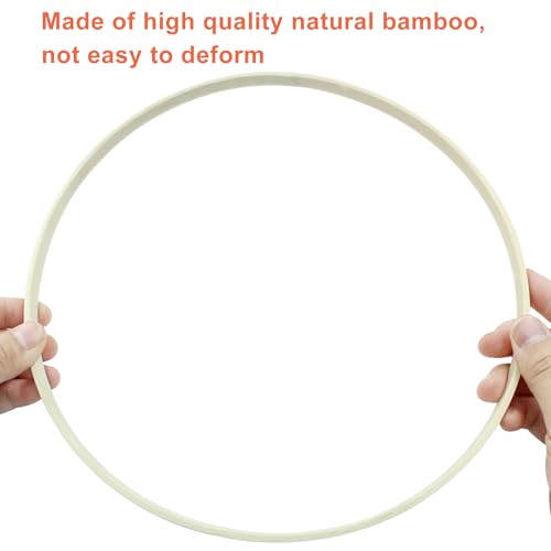 Image of Hitefu 10 Inch Bamboo Floral Hoop Rings, 6 Packs (26cm) | Large Wooden Embroidery Hoops, For Crafts, Dream Catcher, Wedding & Hanging, Wreath
