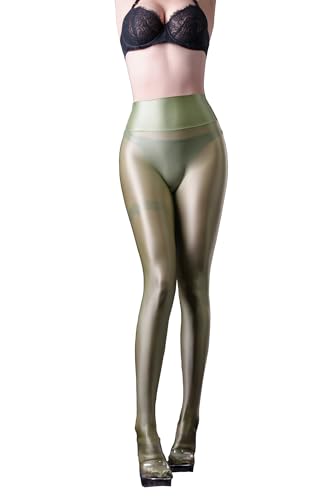 Image of Ultra Sheer Workout Leggings Shiny Tights for Women Control Top to Waist Pantyhose Tummy Control Glossy Panty Hose